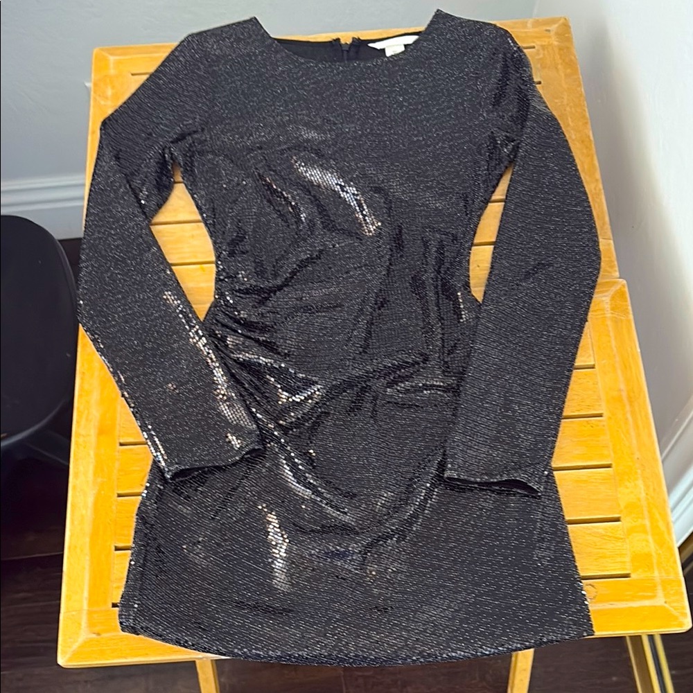 Black Sparkly Long Sleeve Dress